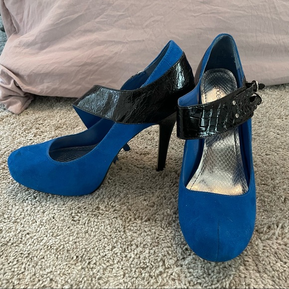 Shoe Dazzle Blue Suede Heels | Size 10 - Picture 1 of 3